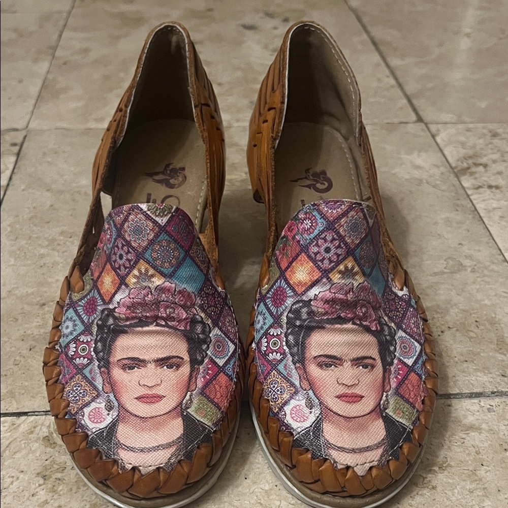 Frida Kahlo Brown Wedges